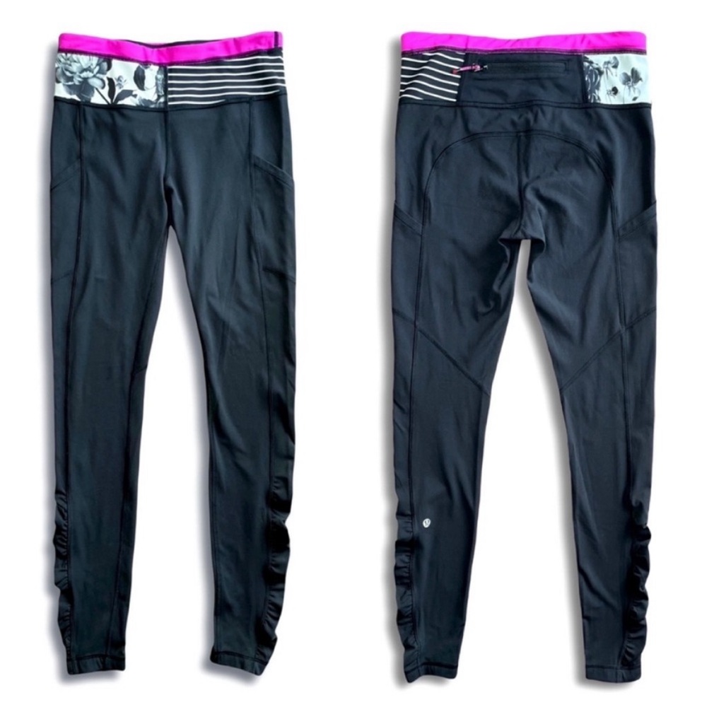 Lululemon Speed Tight *Brushed Interlock In Black/Quilt Winter Size 4